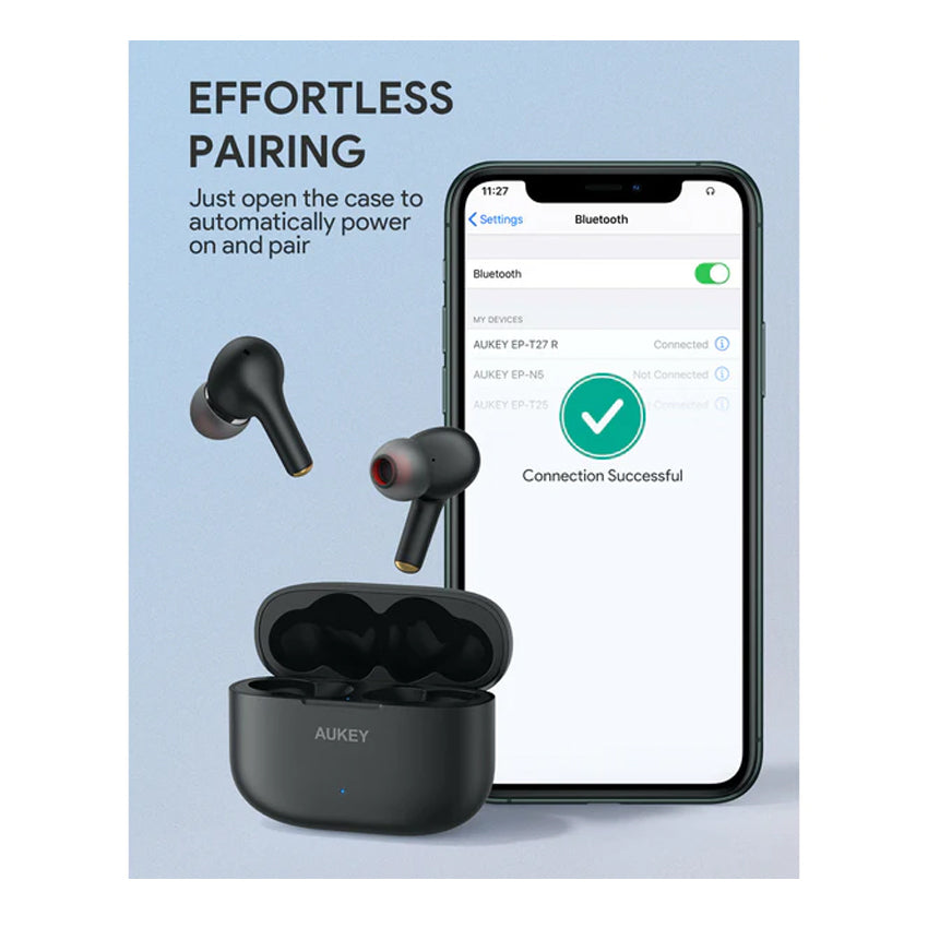 Aukey Wireless earbuds, Effortless pairing just open the case to automatically power on and pair