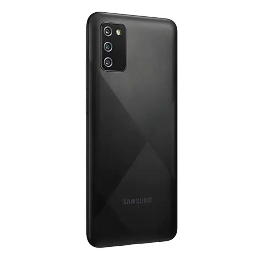 Samsung Galaxy A02s black back left-30 degree  side view - Fonez -Keywords : MacBook - Fonez.ie - laptop- Tablet - Sim free - Unlock - Phones - iphone - android - macbook pro - apple macbook- fonez -samsung - samsung book-sale - best price - deal
