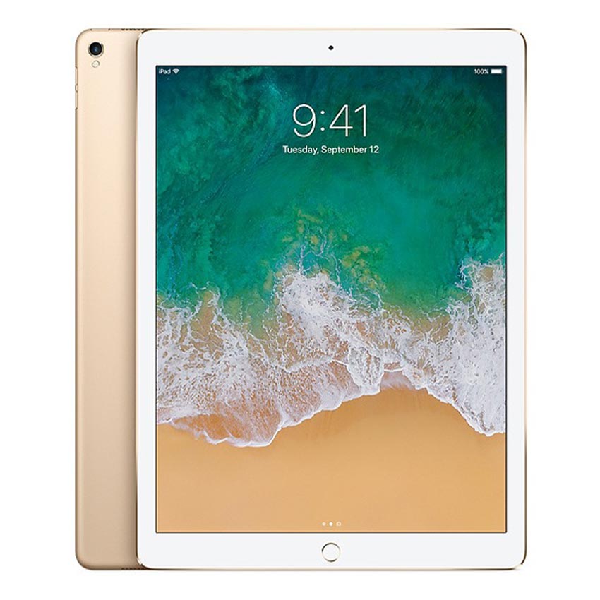 Apple iPad Pro 2nd gen 12.9" A1671 4G (Wi-Fi + Cellular) gold with White front bezel The nano-SIM tray is on the right side on iPad Pro Wi-Fi + Cellular FaceTime HD camera and iSight camera with flash* Touch ID sensor in Home button - Fonez