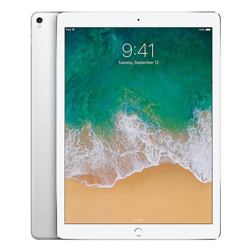 Apple iPad Pro 2nd gen 12.9" A1671 4G (Wi-Fi + Cellular) silver with White front bezel The nano-SIM tray is on the right side on iPad Pro Wi-Fi + Cellular FaceTime HD camera and iSight camera with flash* Touch ID sensor in Home button - Fonez