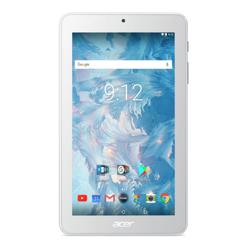 Acer Iconia One 7inch 16GB Wi-Fi white front view- Fonez-Keywords : MacBook - Fonez.ie - laptop- Tablet - Sim free - Unlock - Phones - iphone - android - macbook pro - apple macbook- fonez -samsung - samsung book-sale - best price - deal